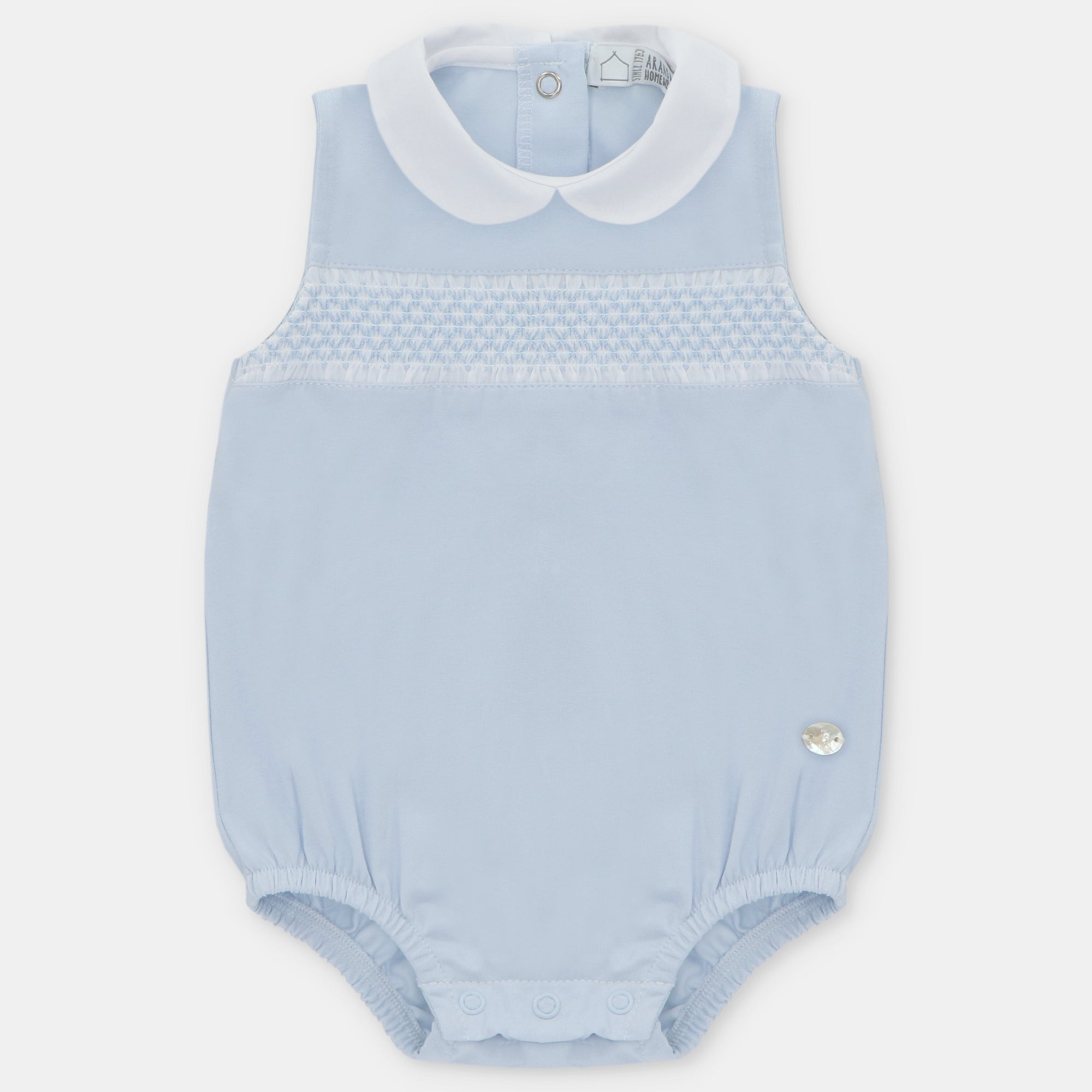 Pelele Corto "Interlock" Niño Smock Celeste