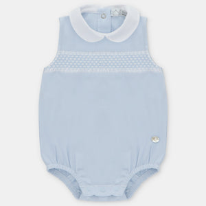 Pelele Corto "Interlock" Niño Smock Celeste