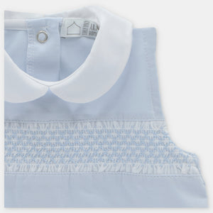 Pelele Corto "Interlock" Niño Smock Celeste
