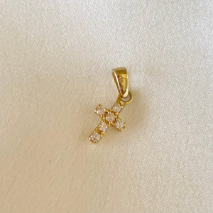 Cruz Mini Piedras 14k