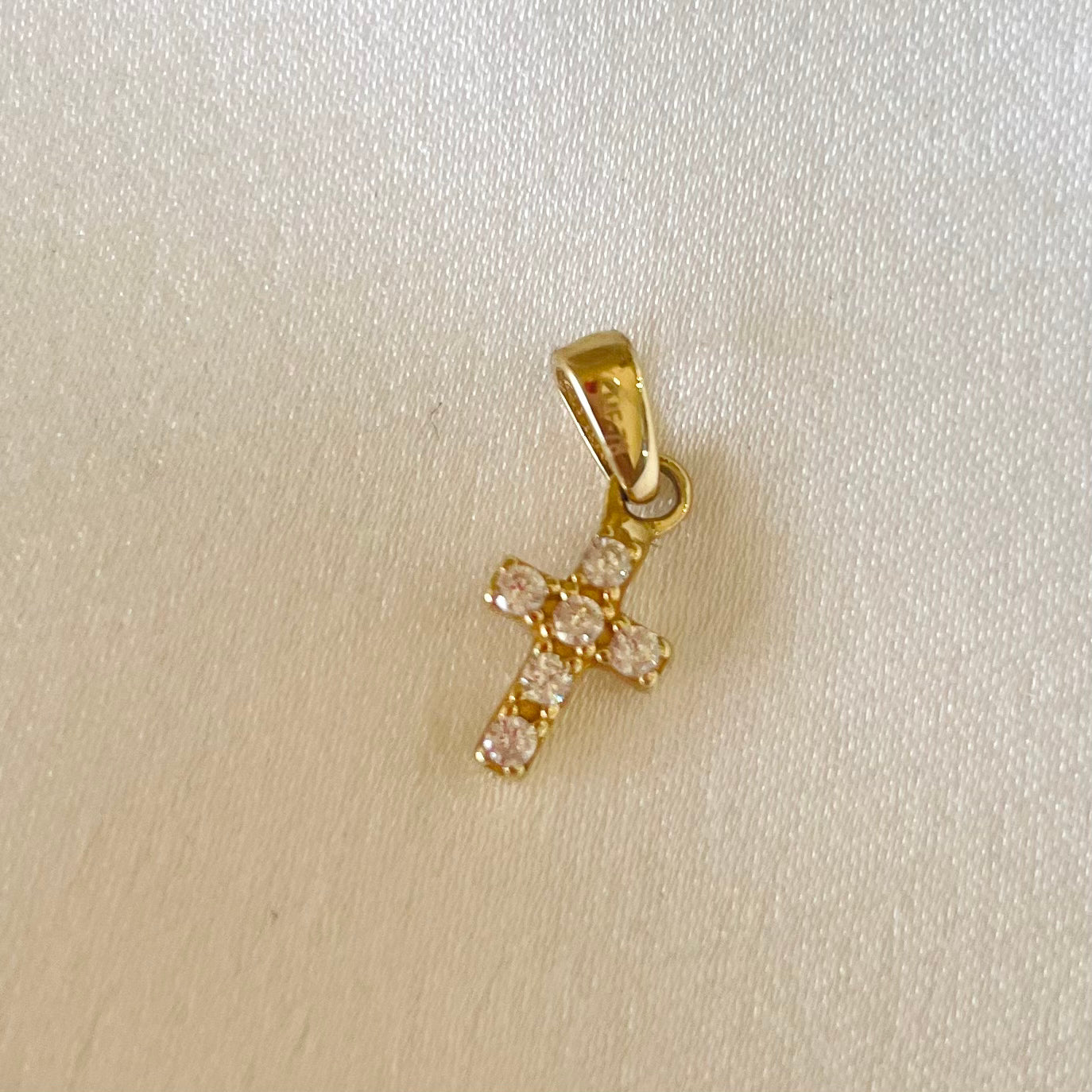 Cruz Mini Piedras 14k