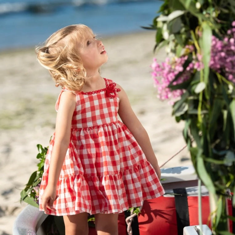 Vestido Rojo Cuadros Vichy Tirantes