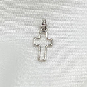 Cruz Silueta Oro Blanco 14K