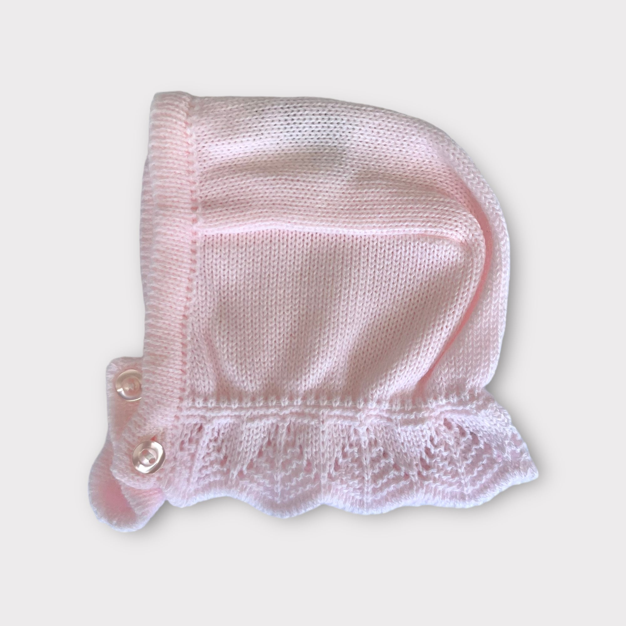 Cjto Jubón Braga c Gorro Punto Rombos 3pc Rosa