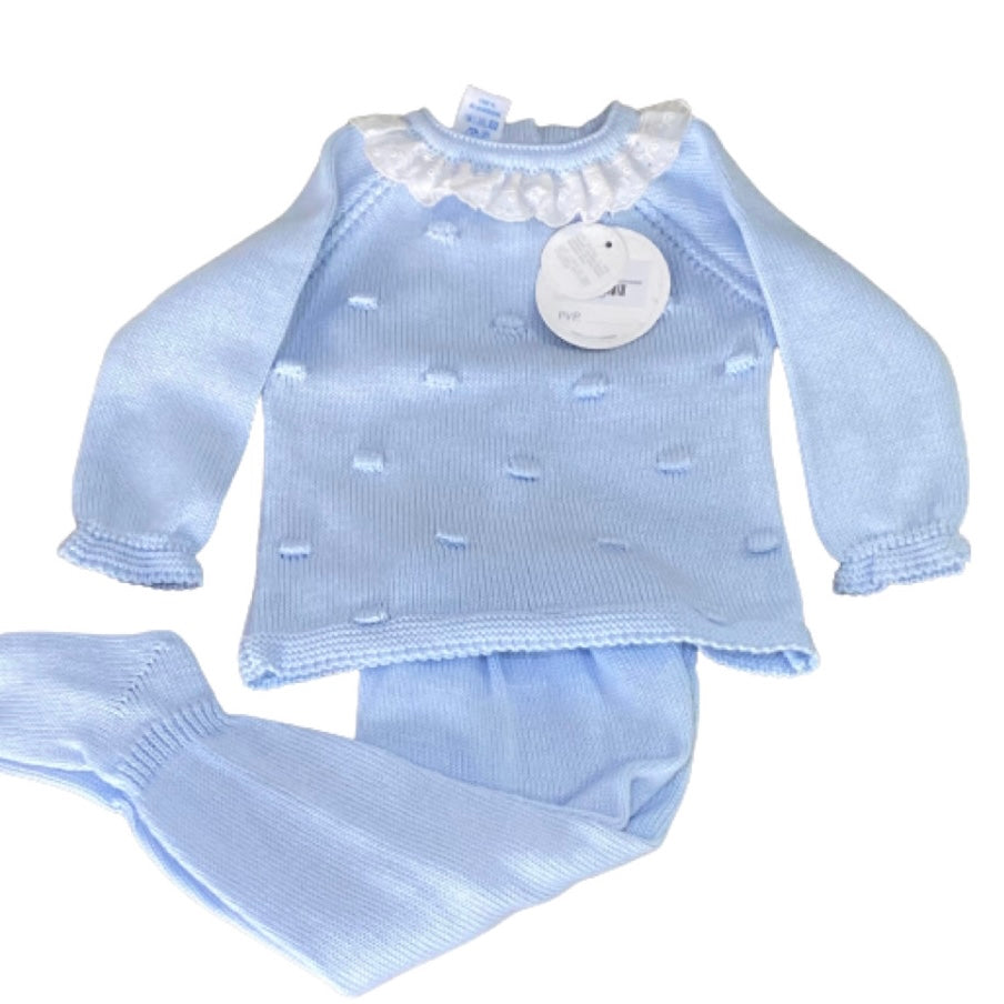 Conjunto bodoques 2p cuello redondo Celeste